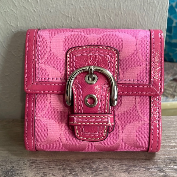Coach Bags Coach Hot Pink Wallet With Canvas C Fabric Poshmark